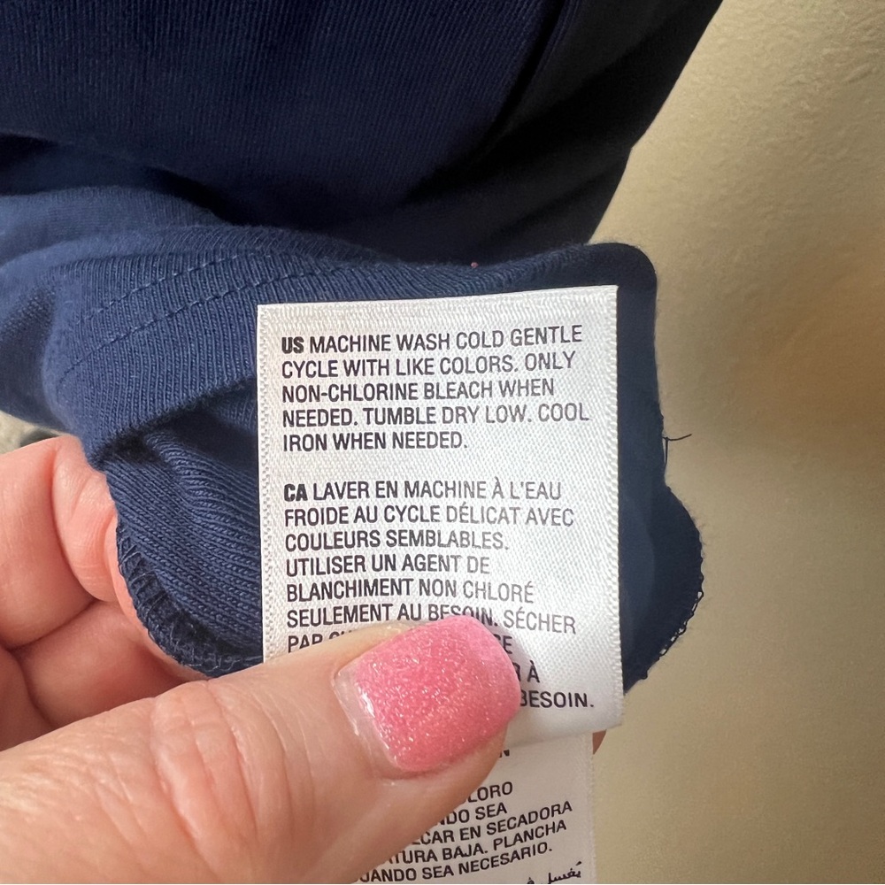 Karen Scott Sport Mid Length 100% Cotton Navy Dress with Cuff Sleeves Size M - Picture 11 of 11